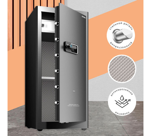 Сейф DELI "AE135" биометрический + электронный замок + ключ, 1200x550х520 мм, 74 кг, черный Сейф DELI "AE135" биометрический + электронный замок + ключ, 1200x550х520 мм, 74 кг, черный