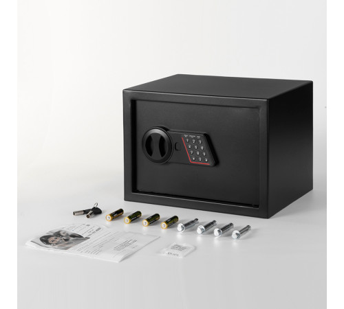 Сейф KUVERT "25ELB" электронный замок + ключ, 350х250х250 мм, 5.5 кг, черный