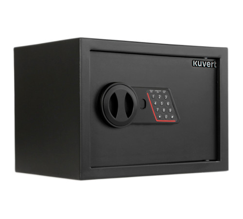 Сейф KUVERT "25ELB" электронный замок + ключ, 350х250х250 мм, 5.5 кг, черный