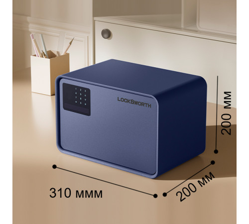 Сейф LockSworth электронный замок + ключ, 200х310х200 мм, 4 кг, синий Сейф LockSworth электронный замок + ключ, 200х310х200 мм, 4 кг, синий