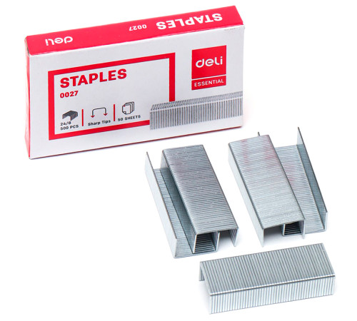 Скобы DELI для степлера №24/8 (50 листов) 500 шт/кор