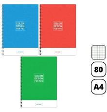 Тетрадь общая ArtSpace "Моноколор. Color design", А4, 80 листов в клетку, на спирали