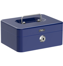 Ящик для денег DELI, 90х200х160 мм, 0,9 кг, сталь, синий