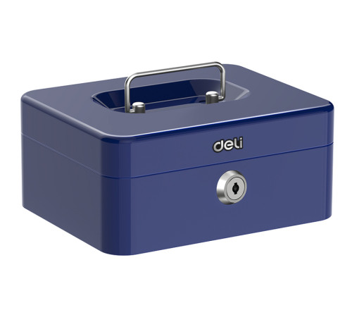 Ящик для денег DELI, 90х200х160 мм, 0,9 кг, сталь, синий