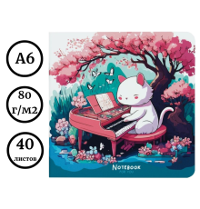 Записная книжка MESHU "Cat`s symphonie"170х170 мм, 40 л, soft-touch, без линовки, 80г/м2, на скрепке